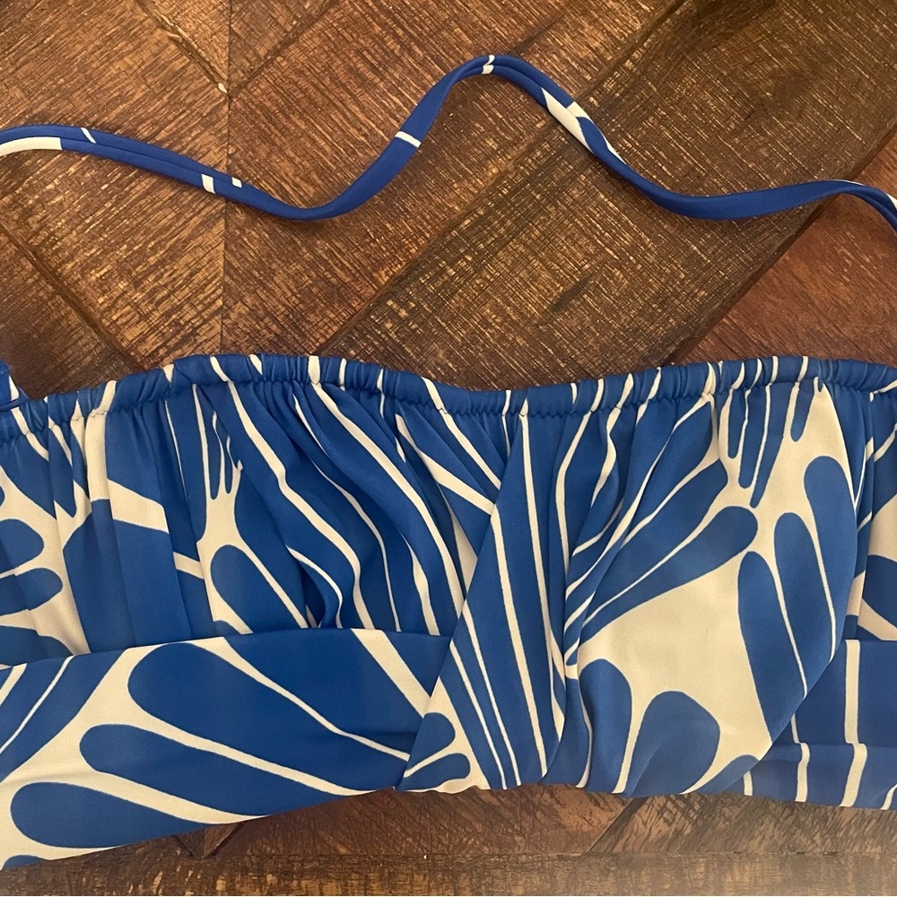 JCrew Blue and White Bikini Top